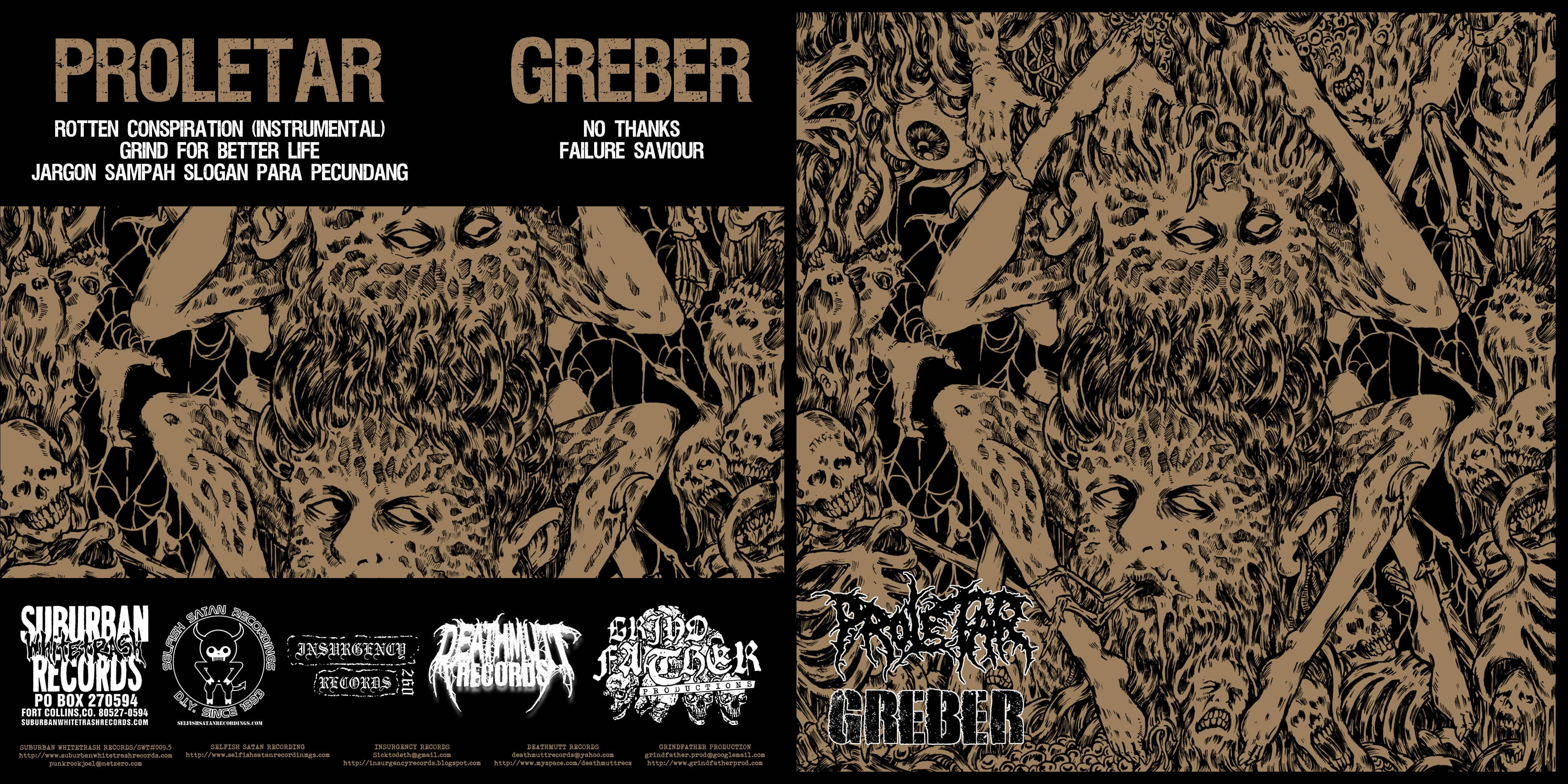 Proletar /Greber - Split 7" - Suburban White Trash Records/Selfish Satan Recordings